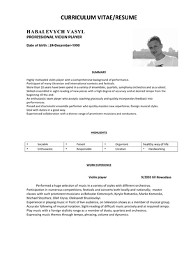 Curriculum Vitae/Resume