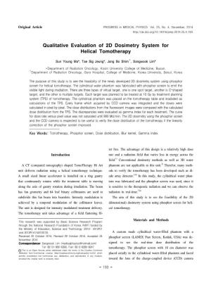 Qualitative Evaluation of 2D Dosimetry System for Helical Tomotherapy