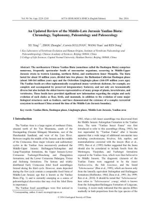 Late Jurassic Yanliao Biota: Chronology, Taphonomy, Paleontology and Paleoecology