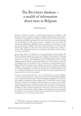 The Beltrees Database – a Wealth of Information About Trees in Belgium