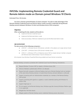 Implementing Remote Credential Guard and Remote Admin Mode on Domain-Joined Windows 10 Clients