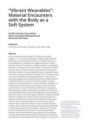 Vibrant Wearables”: Material Encounters with the Body As a Soft System