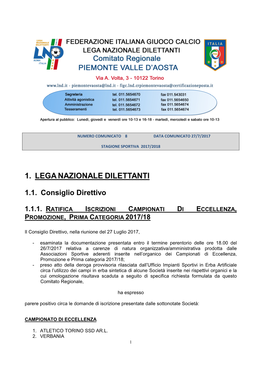 1. Leganazionale Dilettanti