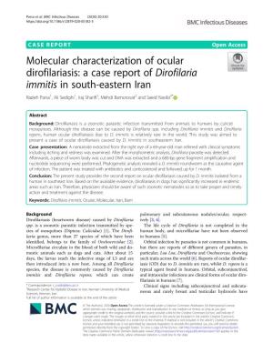 Molecular Characterization of Ocular Dirofilariasis: a Case Report of Dirofilaria Immitis in South-Eastern Iran