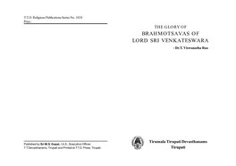 BRAHMOTSAVAS of LORD SRI VENKATESWARA - Dr.T