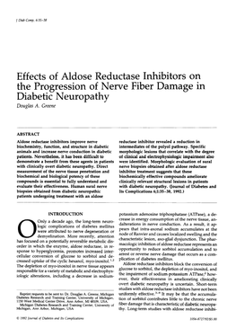 Effects of Aldose Reductase Inhibitors on the Progression of Nerve Fiber Damage in Diabetic Neuropathy Douglas A