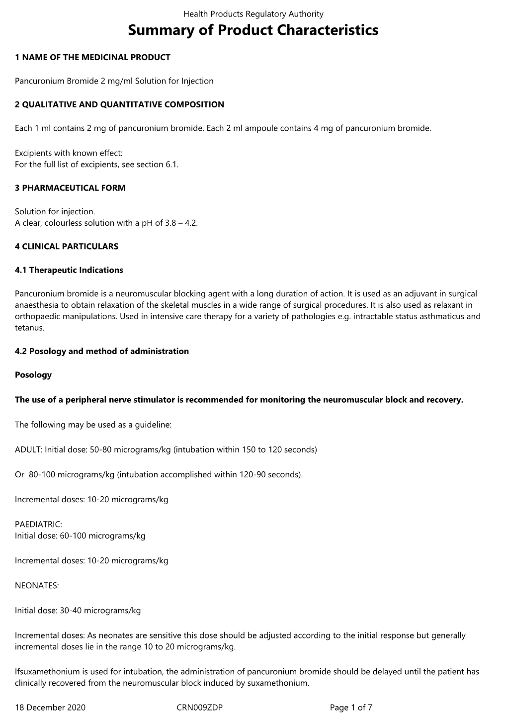 Summary of Product Characteristics