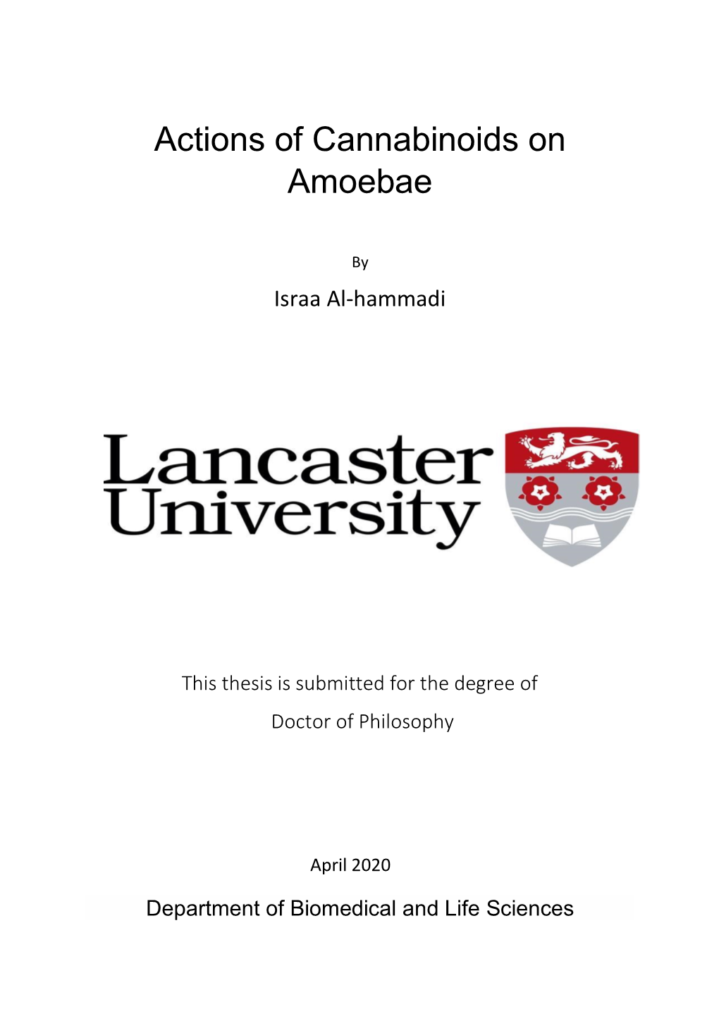 Actions of Cannabinoids on Amoebae