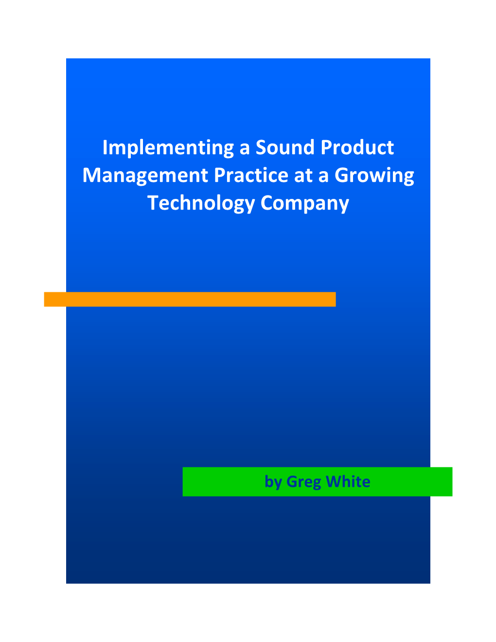 Implementing a Sound Product Management Practice at a Growing Technology Company