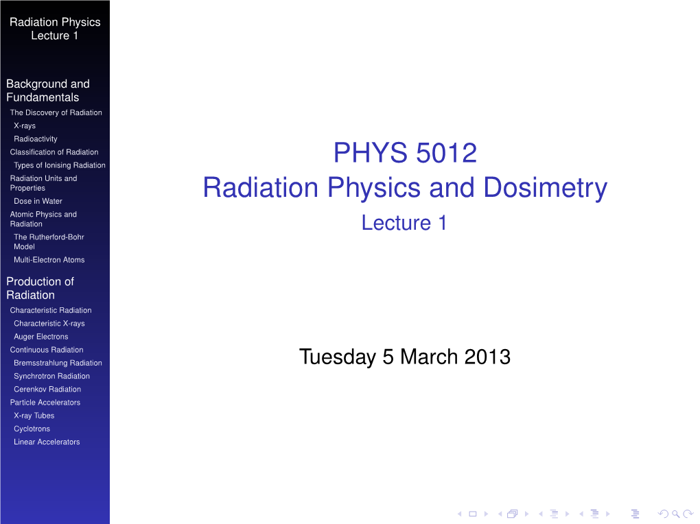 PHYS 5012 Radiation Physics and Dosimetry