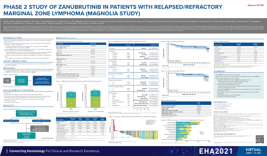 Abstract EP783 MARGINAL ZONE LYMPHOMA (MAGNOLIA STUDY)