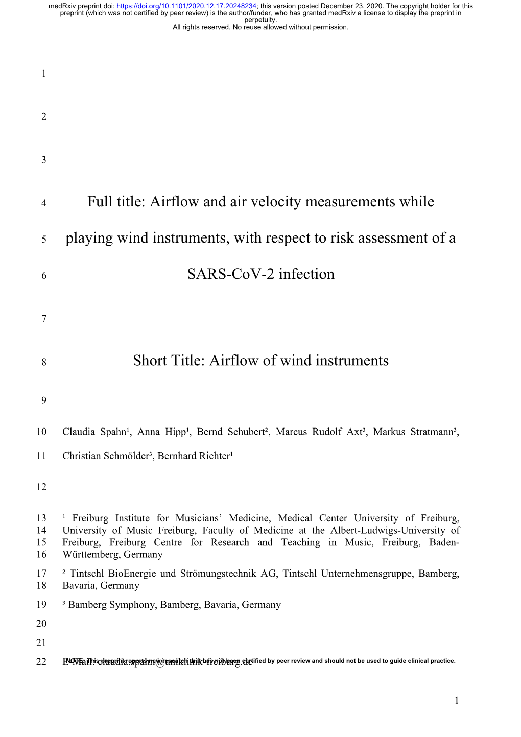 Airflow and Air Velocity Measurements While Playing Wind Instruments, With