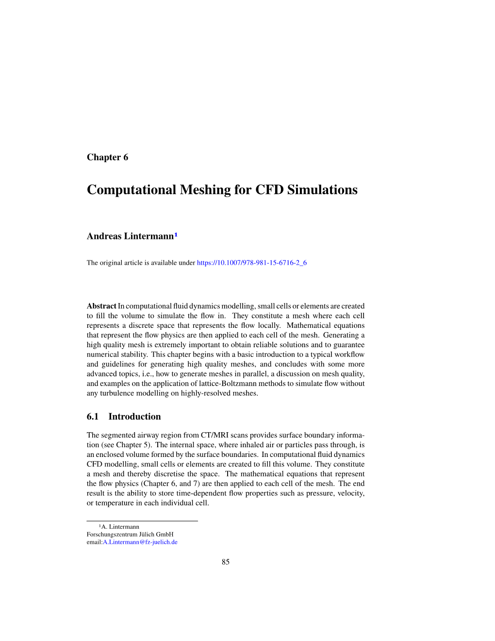 Computational Meshing for CFD Simulations