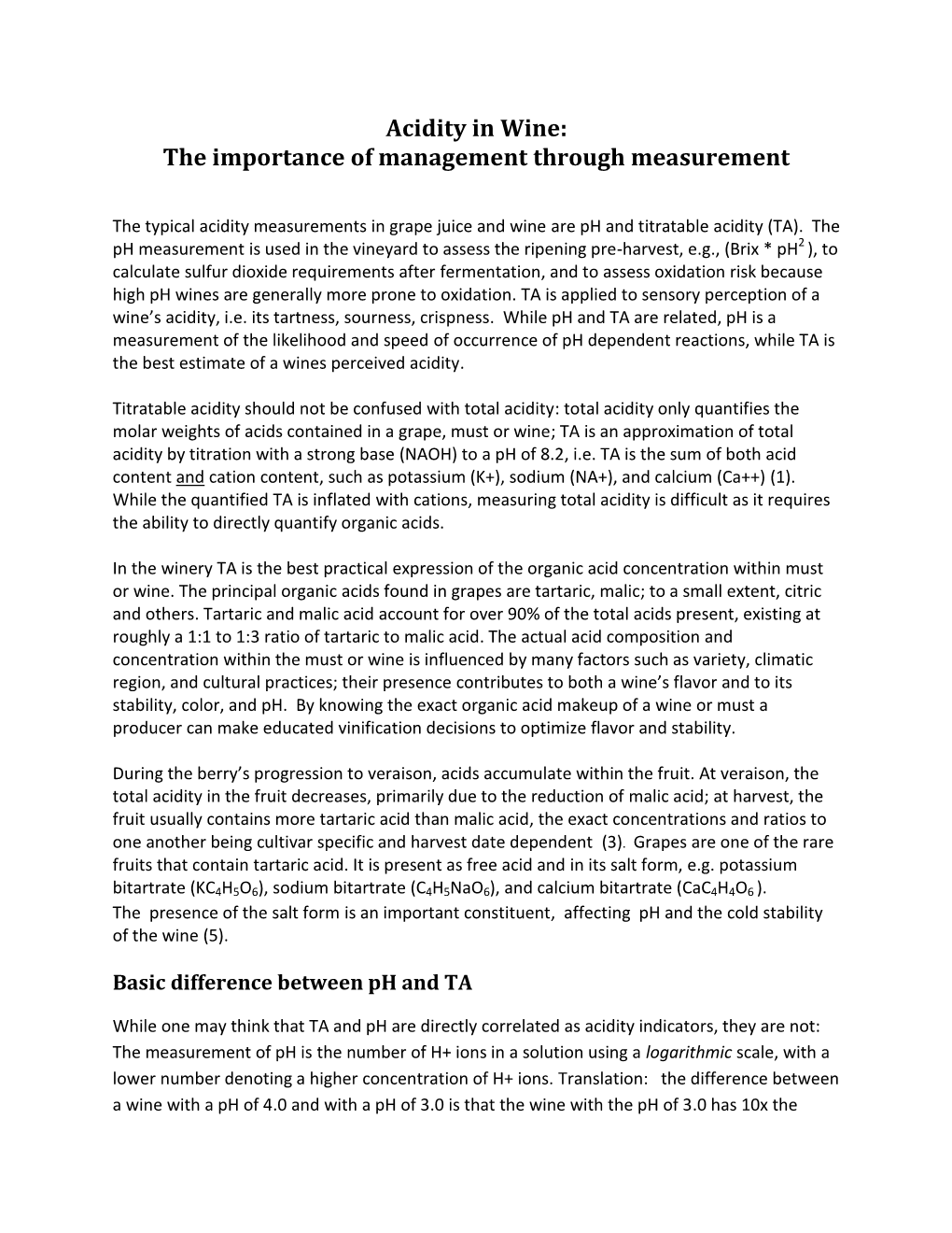 Acidity in Wine: the Importance of Management Through Measurement