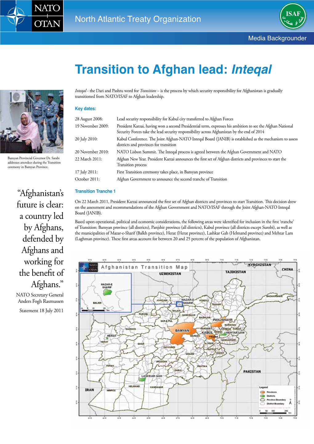 Transition to Afghan Lead: Inteqal