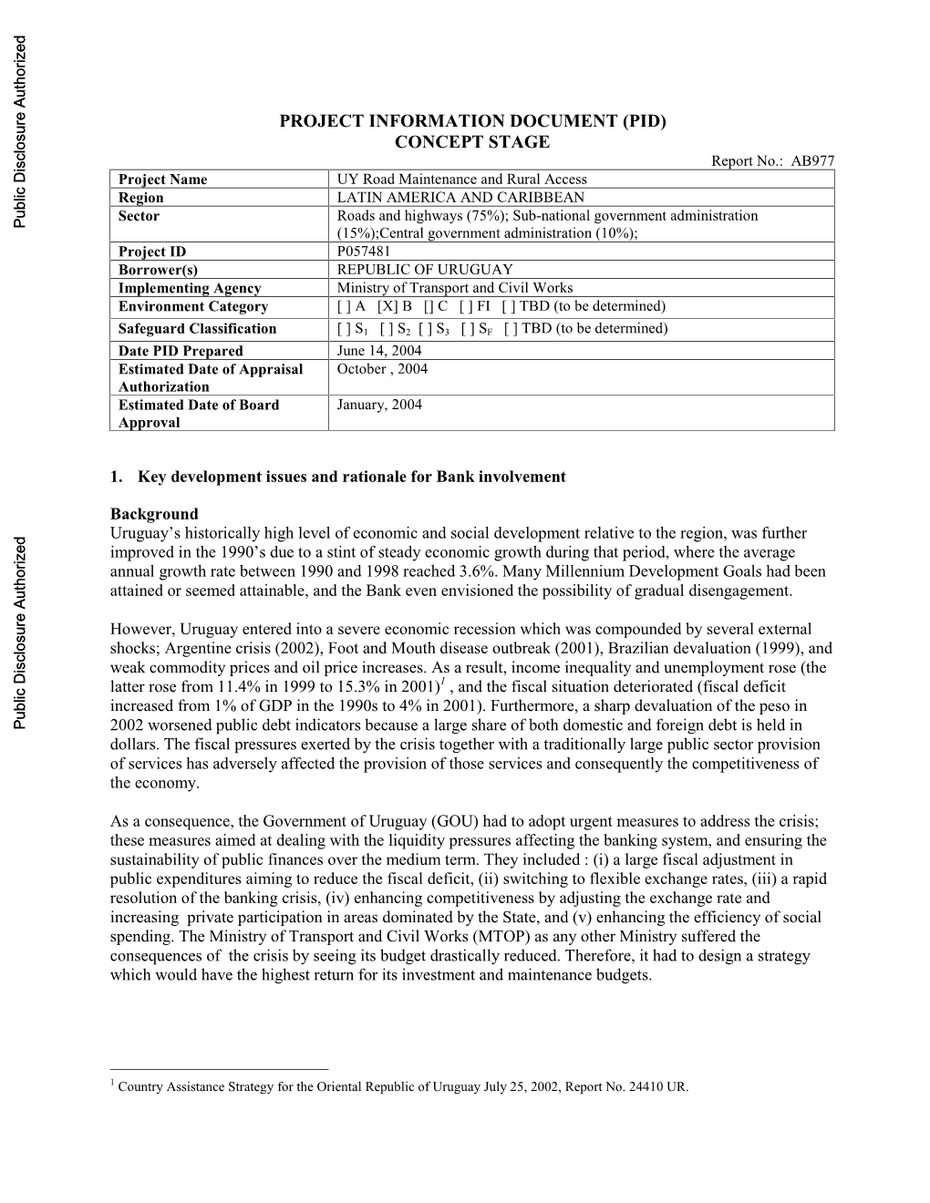 World Bank Document