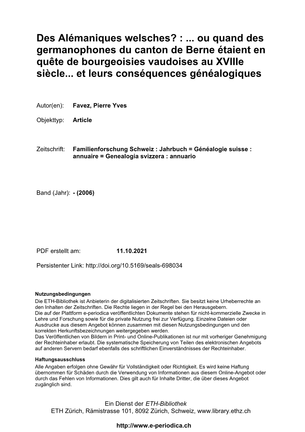 Ou Quand Des Germanophones Du Canton De Berne Étaient En Quête De Bourgeoisies Vaudoises Au Xviiie Siècle