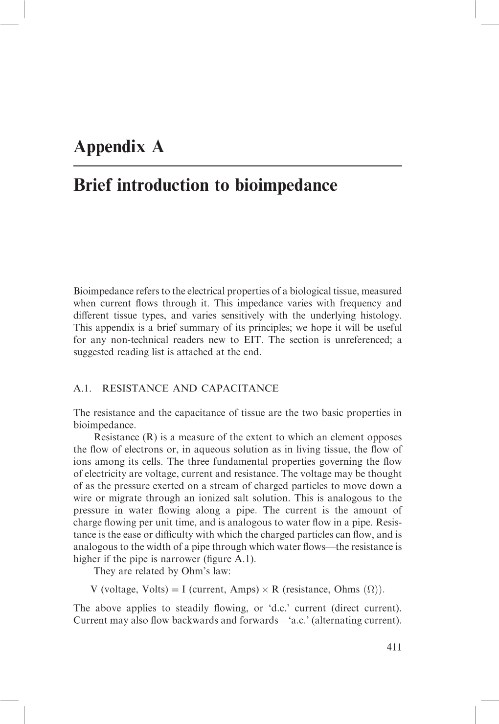 Appendix a Brief Introduction to Bioimpedance