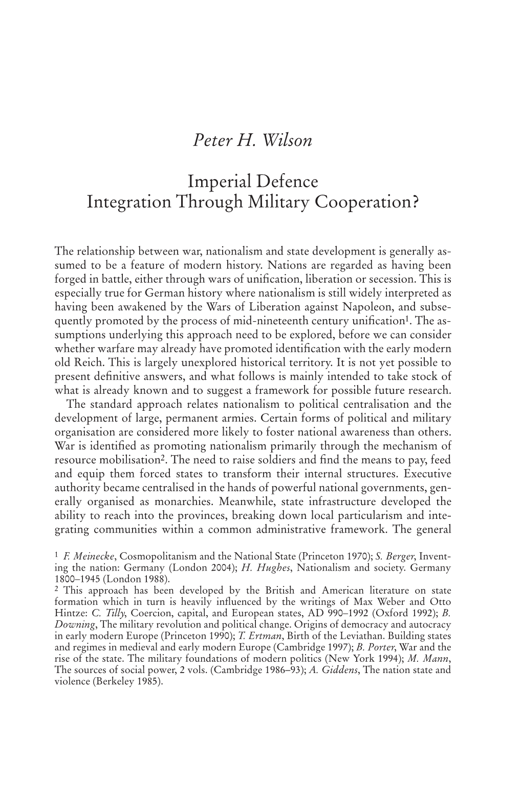 Peter H. Wilson Imperial Defence Integration Through Military