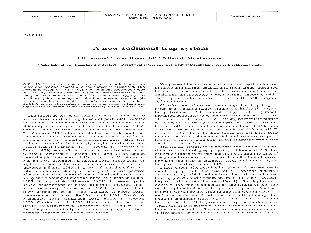 A New Sediment Trap System