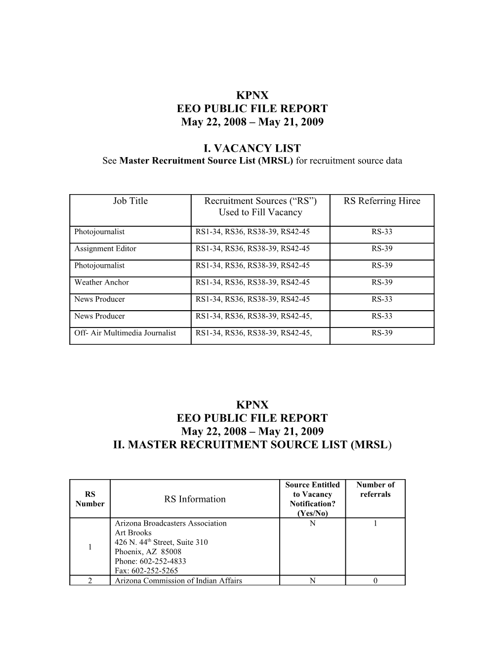 KPNX Public File Report