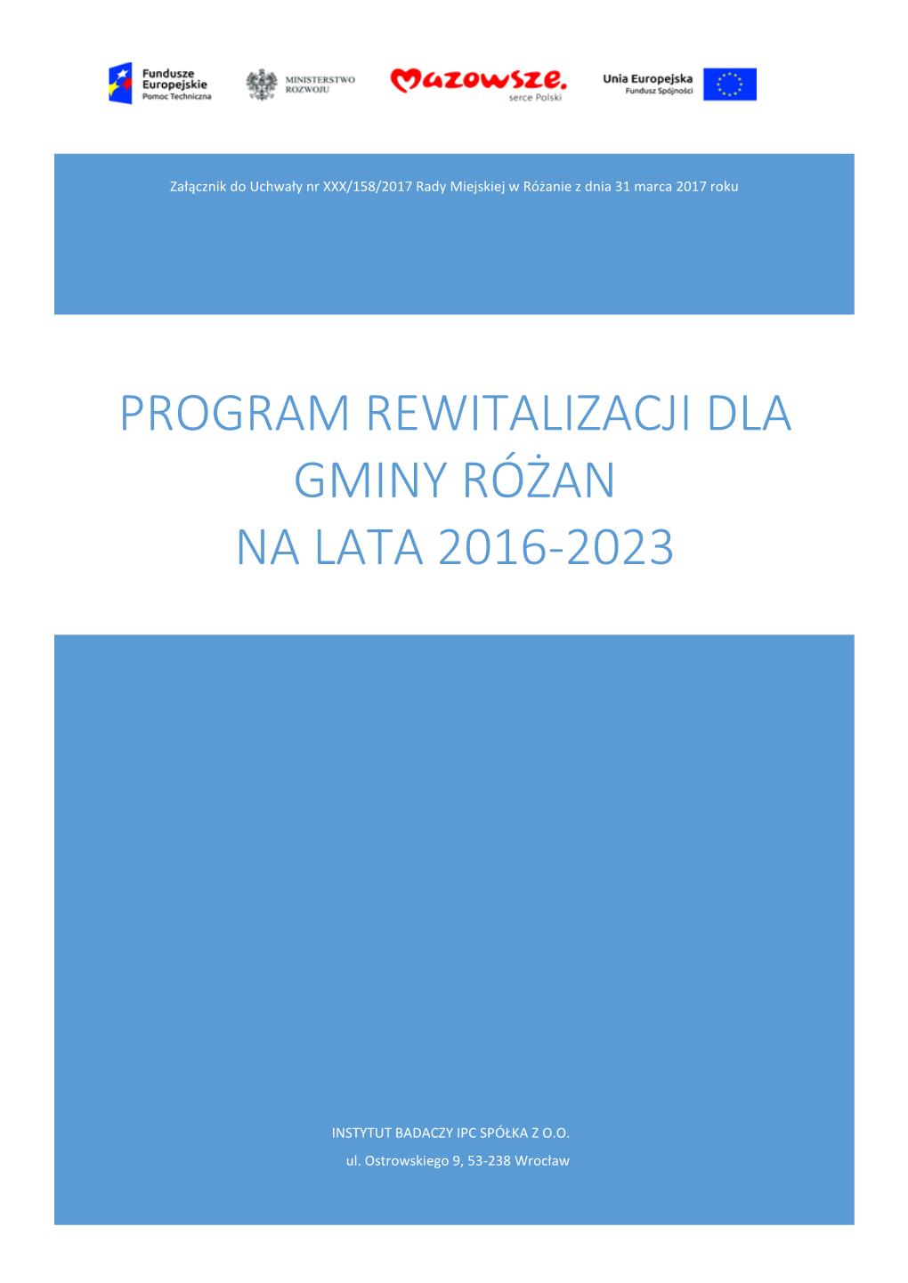 Program Rewitalizacji Dla Gminy Różan Na Lata 2016-2023