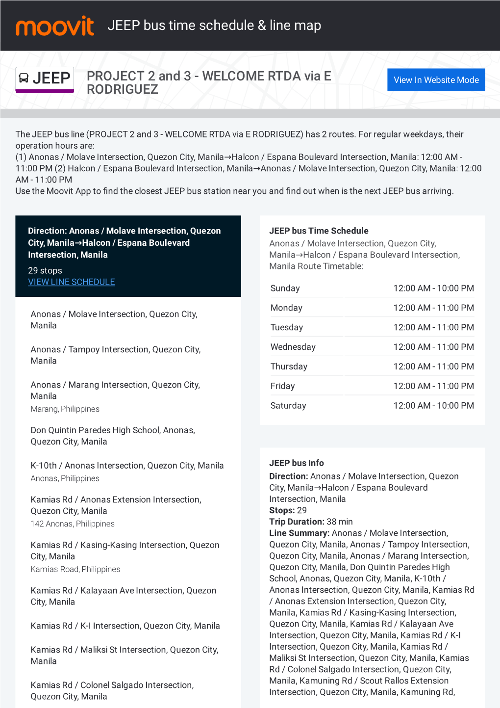 JEEP Bus Time Schedule & Line Route