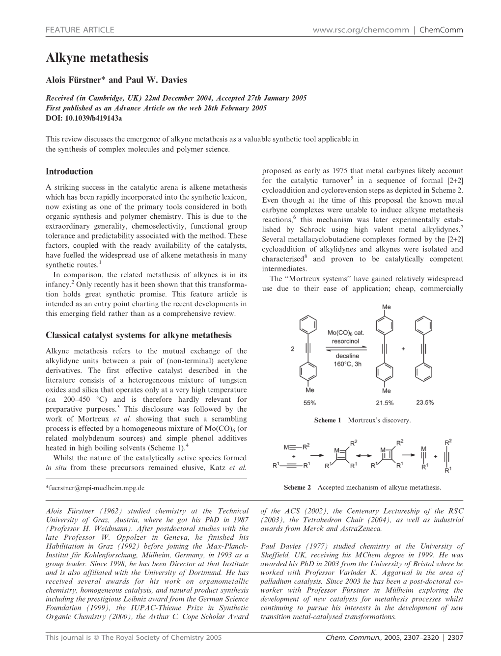 Alkyne Metathesis