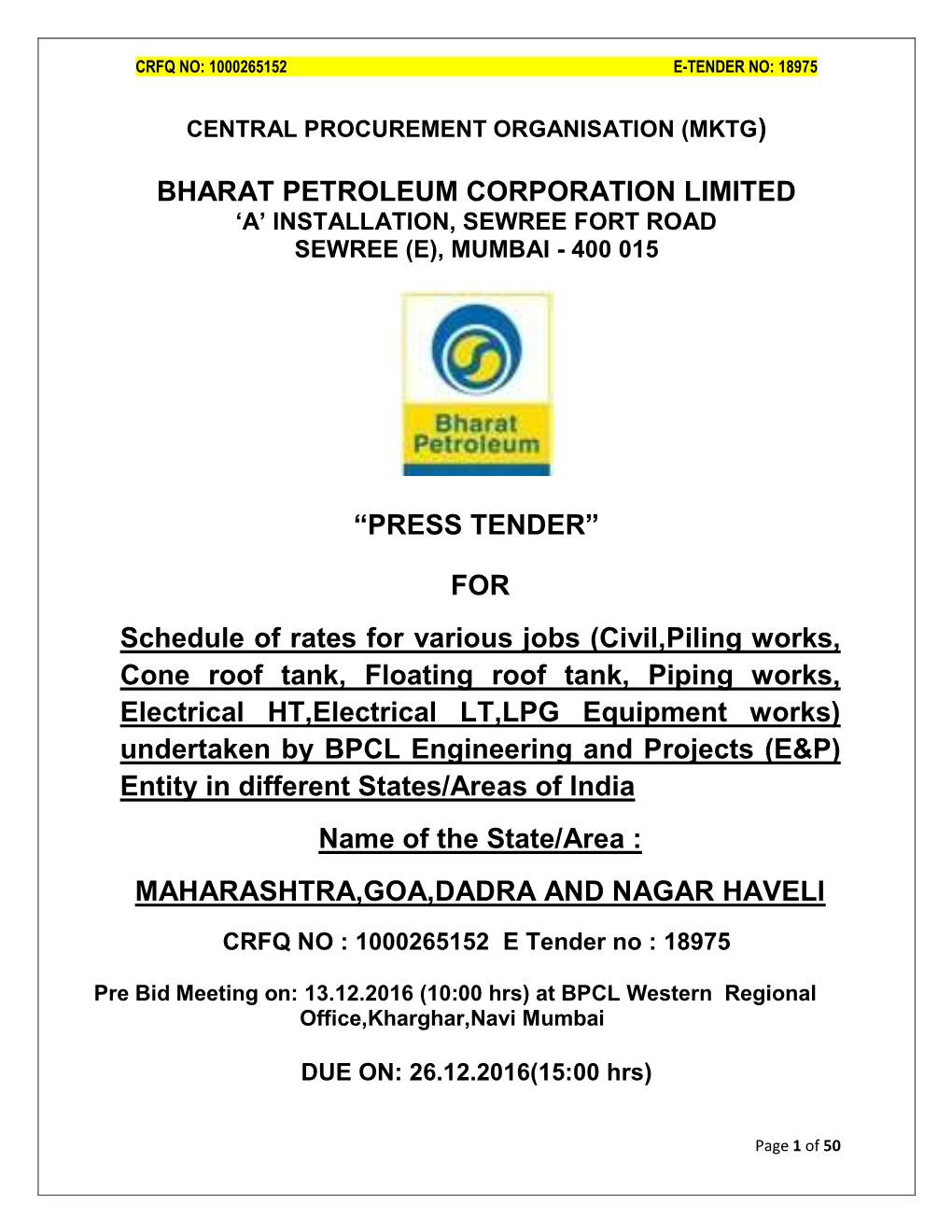 Bharat Petroleum Corporation Limited “Press