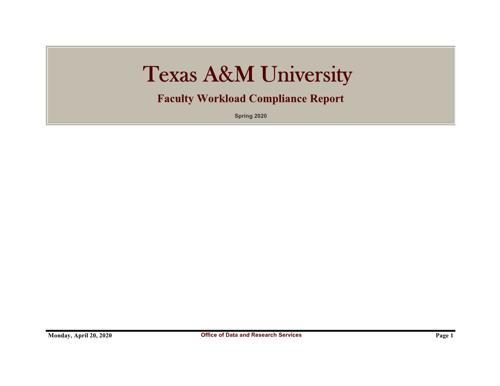 Faculty Workload Compliance Report