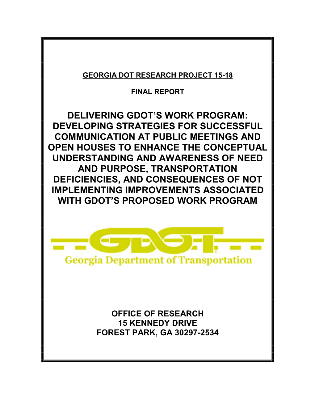 Delivering Gdot's Work Program