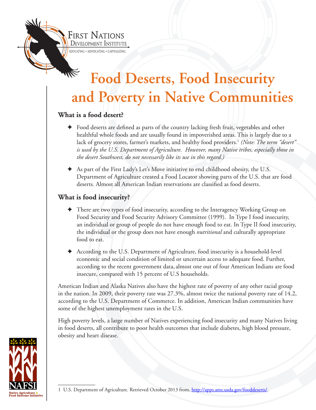 Food Deserts, Food Insecurity and Poverty in Native Communities