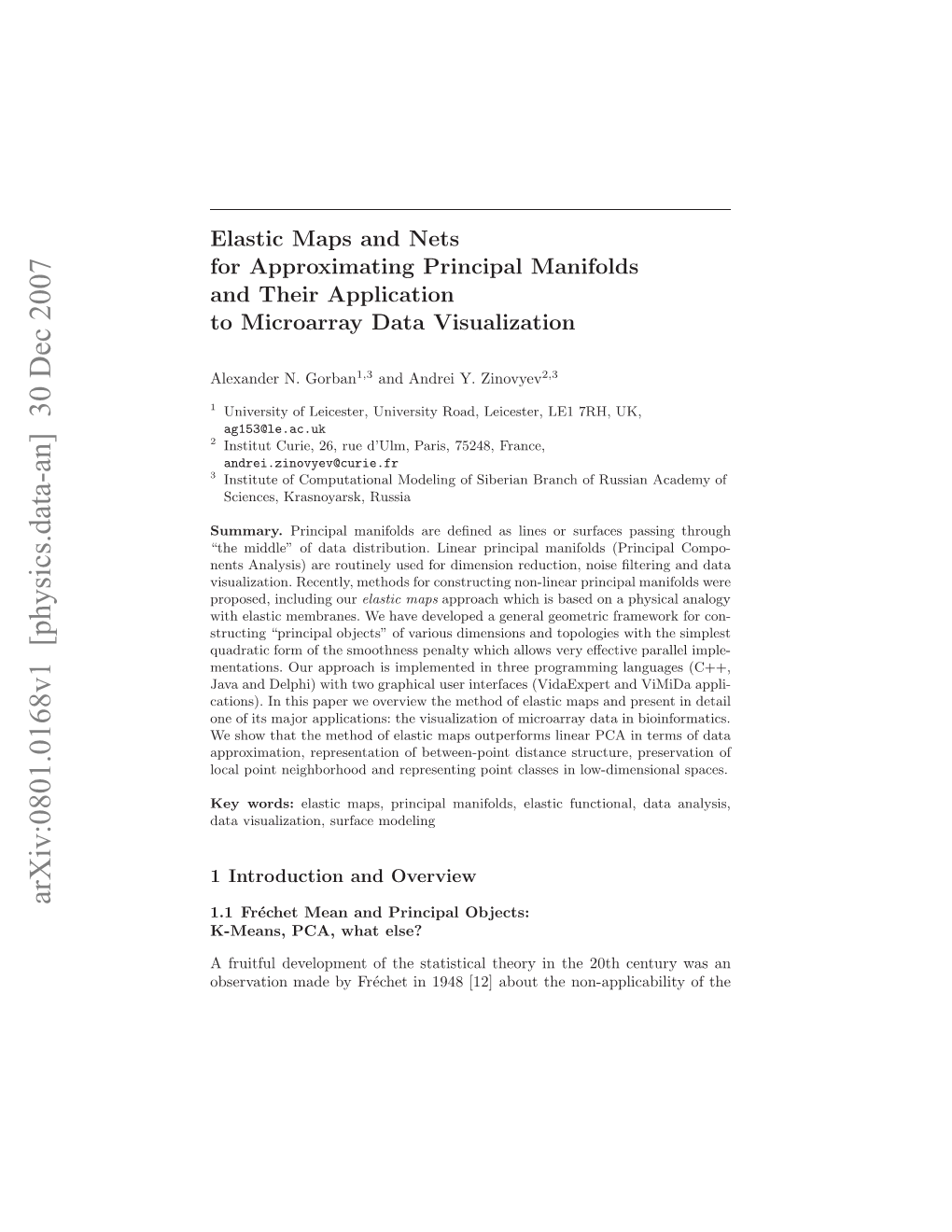 Elastic Maps and Nets for Approximating Principal Manifolds