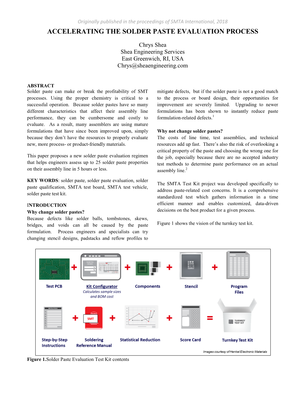 SMTAI 2018 Accelerating the Solder Paste Selection Process