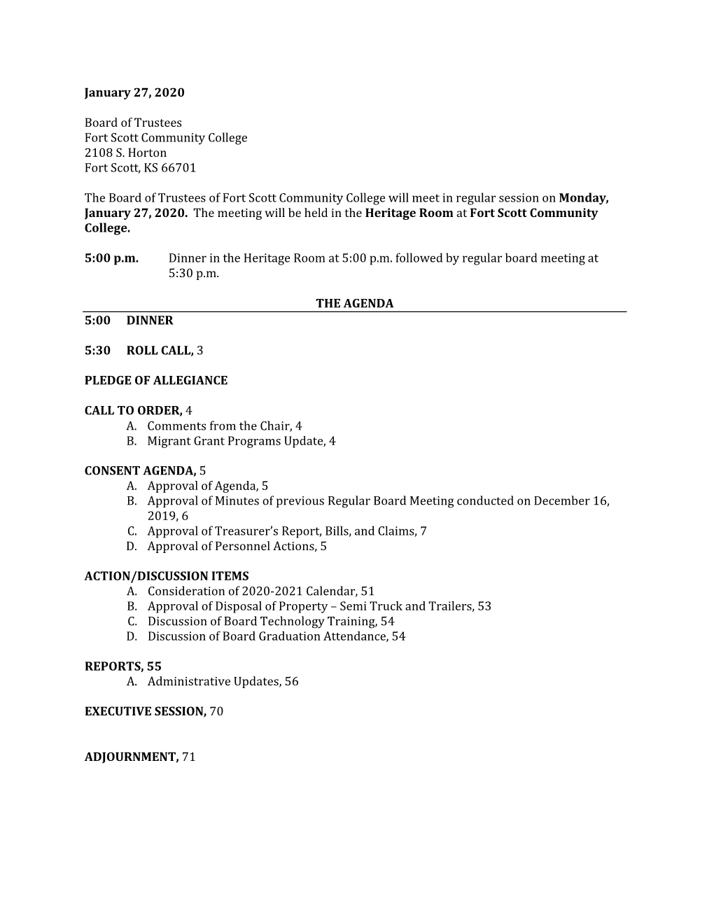 Board Agenda