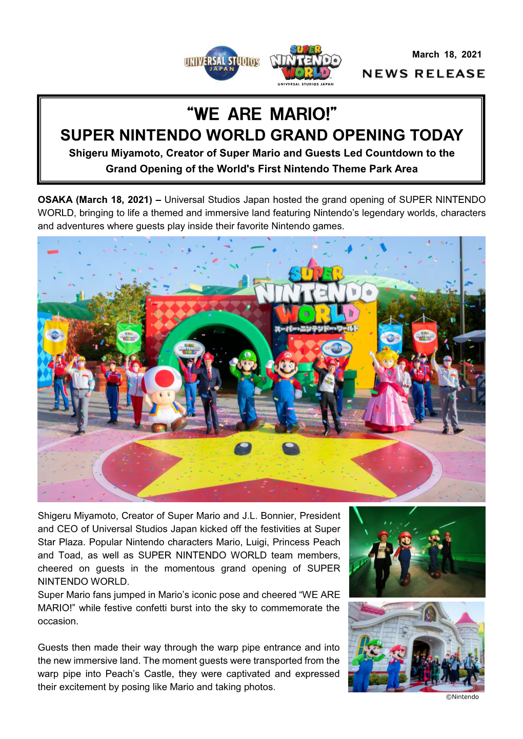 “We Are Mario!” Super Nintendo World Grand