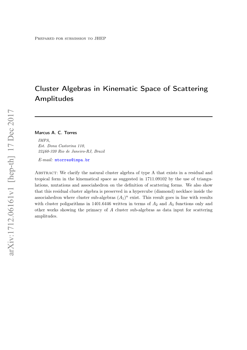 Cluster Algebras in Kinematic Space of Scattering Amplitudes