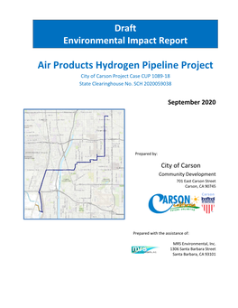 Air Products Hydrogen Pipeline Project City of Carson Project Case CUP 1089-18 State Clearinghouse No