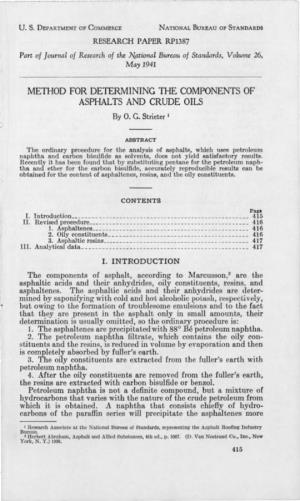METHOD for DETERMINING the COMPONENTS of ASPHALTS and CRUDE OILS [ by O