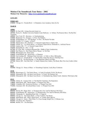 Motion City Soundtrack Tour Dates – 2002 Motion City Memories