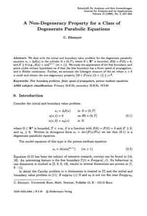 A Non-Degeneracy Property for a Class of Degenerate Parabolic Equations