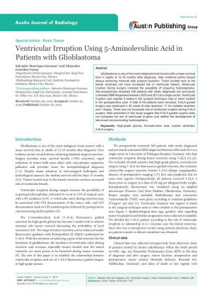 Ventricular Irruption Using 5-Aminolevulinic Acid in Patients with Glioblastoma