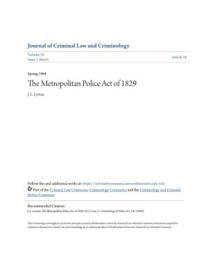 The Metropolitan Police Act of 1829