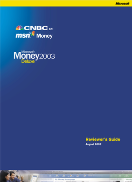 Reviewers Guide for CNBC on MSN Money and Microsoft Money 2003