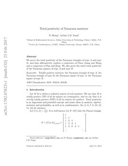 Total Positivity of Narayana Matrices Can Also Be Obtained by a Similar Combinatorial Approach?