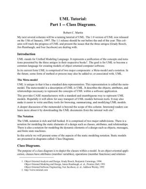 UML Tutorial: Part 1 -- Class Diagrams