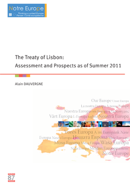 The Treaty of Lisbon: Assessment and Prospects As of Summer 2011