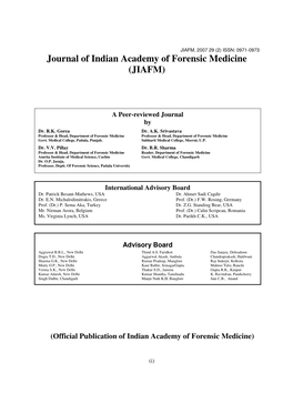 Journal of Indian Academy of Forensic Medicine (JIAFM)