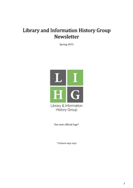 Library and Information History Group Library and Information History