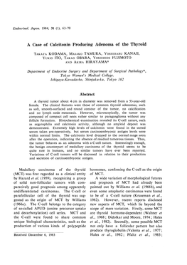 A Case of Calcitonin Producing Adenoma of the Thyroid